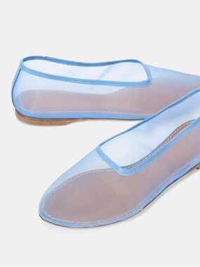 STAUD 39 Alba Blue Mesh Ballet Flats